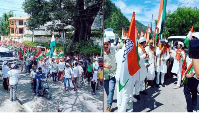 कांग्रेस ने रुद्रप्रयाग से शुरू की भारत जोड़ो तिरंगा यात्रा, प्रदेश अध्यक्ष माहरा ने किया शुभारंभ